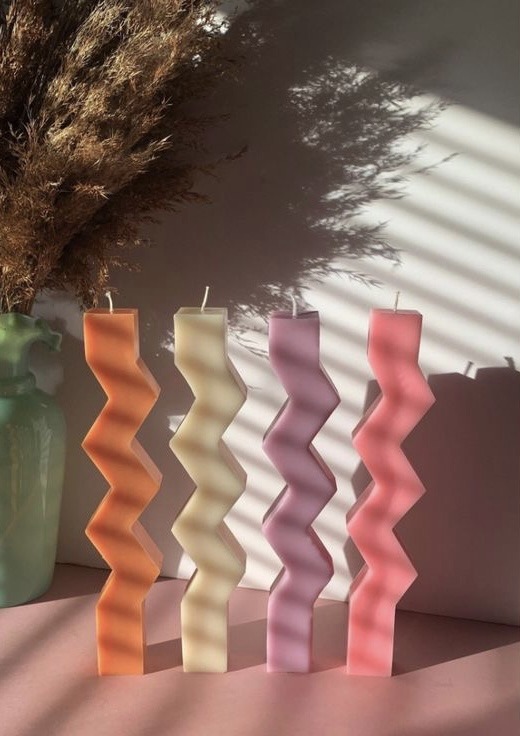 natural soy decorative candle zig zag φυτικό κερί σόγια