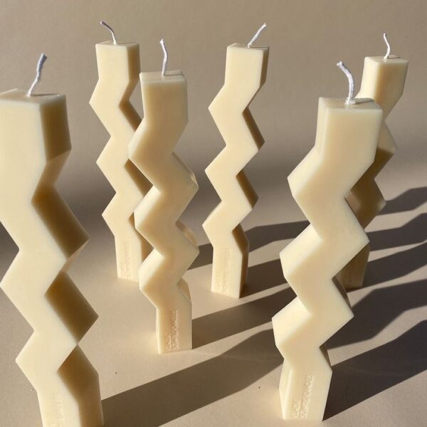 natural soy decorative candle zig zag φυτικό κερί σόγια