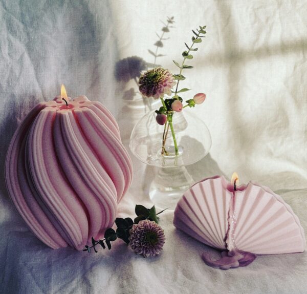 natural decorative soy candle fan swirl φυτικό κερί σόγια