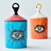 jar ceramic starry eyed cosmic eye natural soy candle διακοσμητικό φυτικό κερί βαζάκι κεραμικό μάτι
