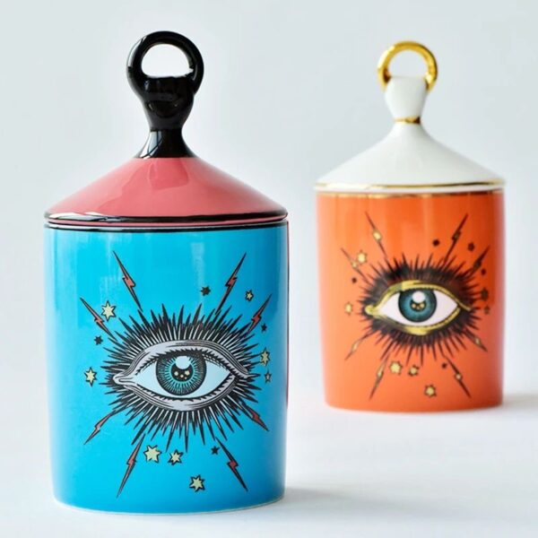 jar ceramic starry eyed cosmic eye natural soy candle διακοσμητικό φυτικό κερί βαζάκι κεραμικό μάτι