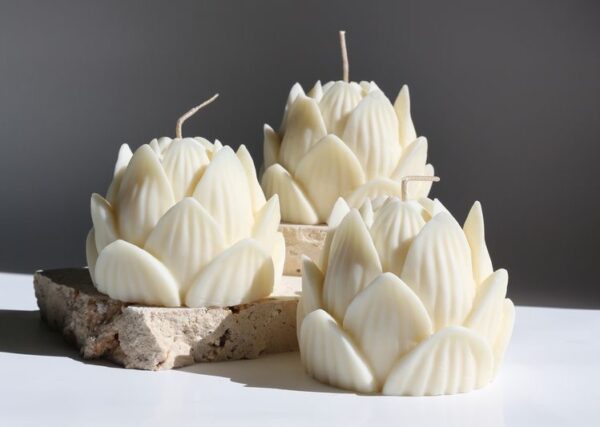 natural soy decorative candle flower Lotus φυτικό κερί σόγια λωτός λουλούδι