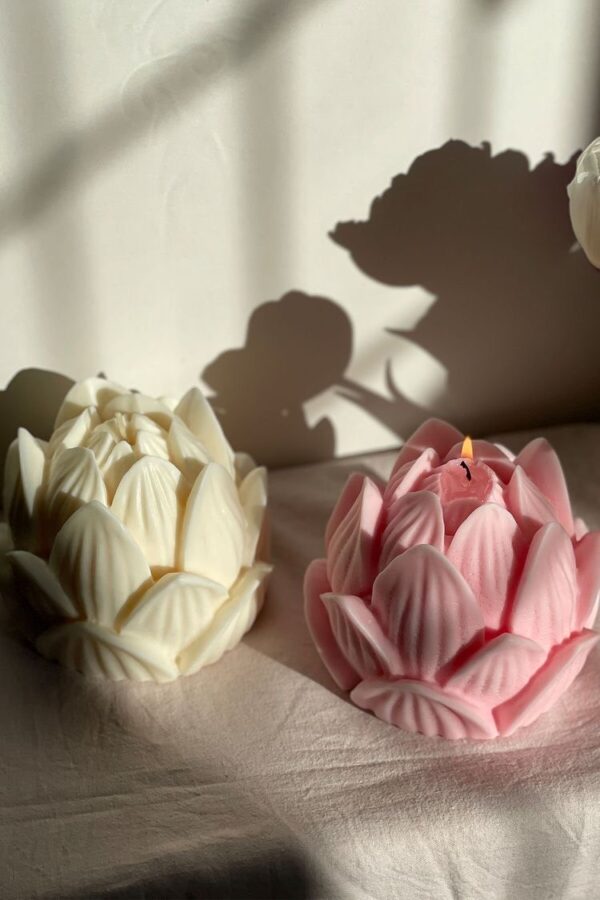 natural soy decorative candle flower Lotus φυτικό κερί σόγια λωτός λουλούδι