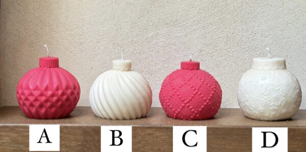 natural soy candle Christmas ornament jingle balls φυτικό κερί σόγια χριστούγεννα