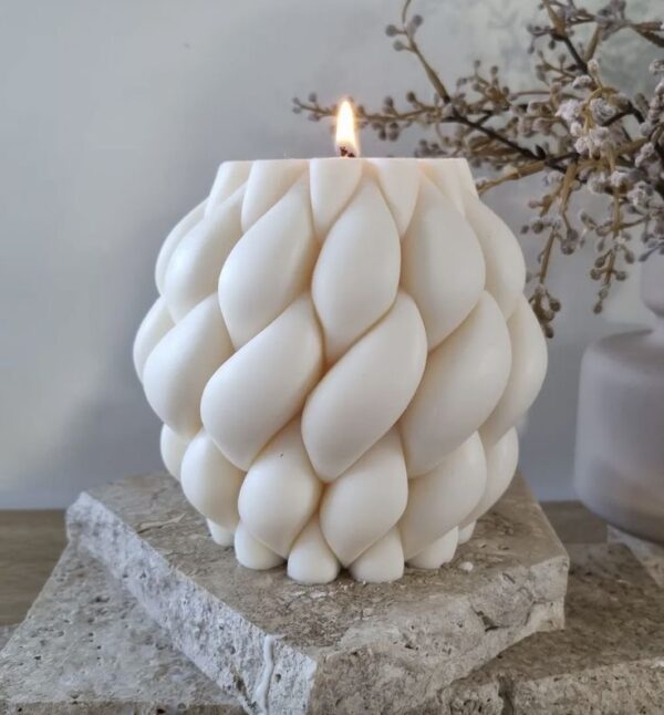 natural soy decorative candle fluffy swirl φυτικό κερί διακοσμητικό σόγια