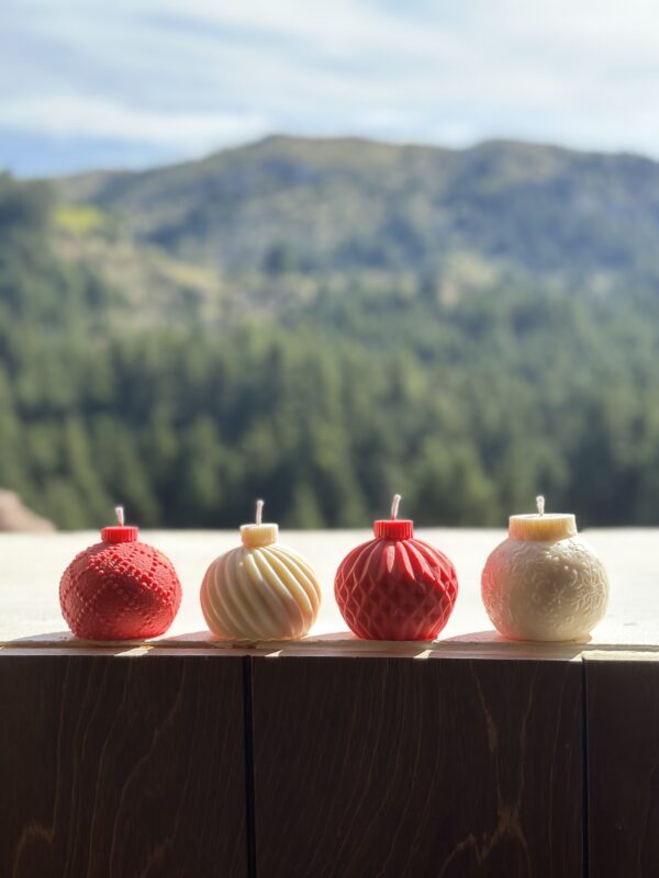 natural soy candle Christmas ornament jingle balls φυτικό κερί σόγια χριστούγεννα