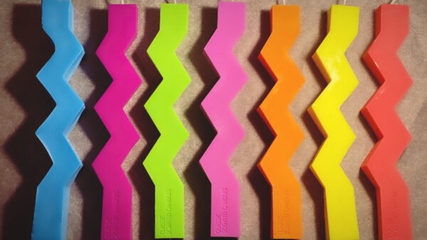 easter natural soy candle zig zag fluo neon πασχαλινή λαμπάδα πάσχα φυτικό κερί φλούο