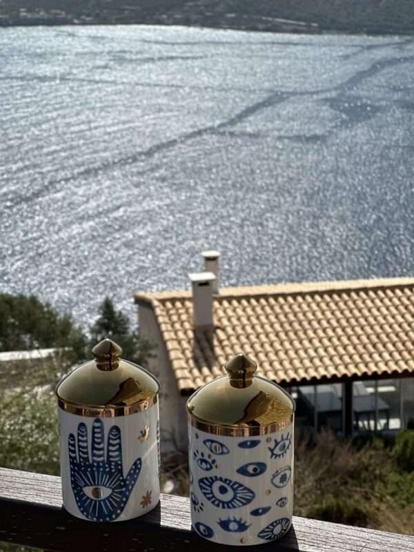 natural soy decorative scented candle evil eye hamsa φυτικό κερί σόγια μάτι χάμσα