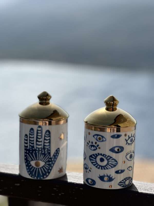 natural soy decorative scented candle evil eye hamsa φυτικό κερί σόγια μάτι χάμσα