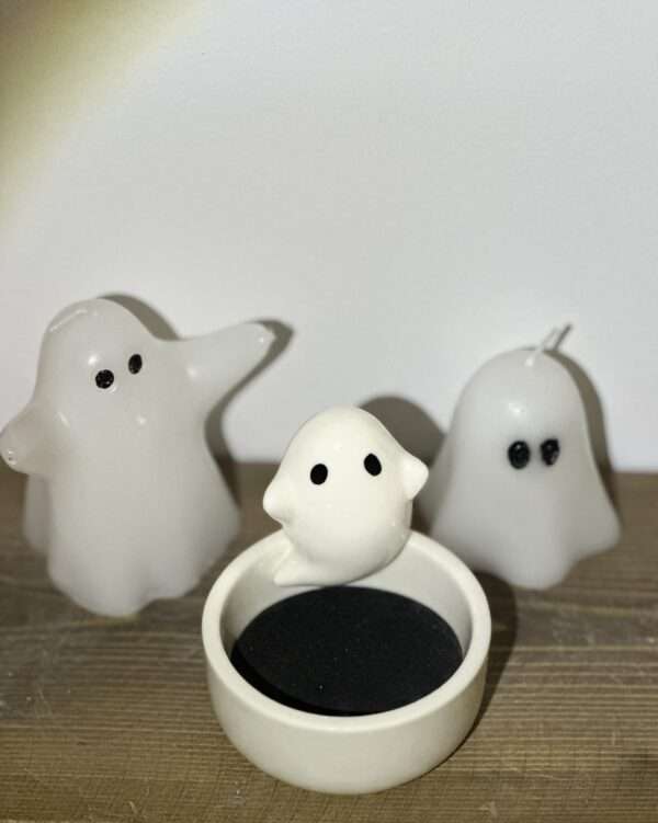 natural soy decorative ceramic burner casper ghost ghoul halloween jack-o'lantern pumpkin φυτικό κερί σόγια τρομαχτικό κολοκύθα κάσπερ φάντασμα καυστήρας