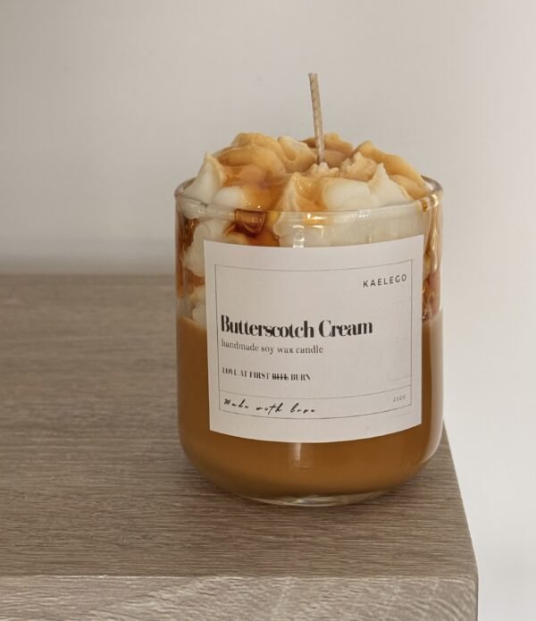 Soy wax jar container butterscotch cream scented handmade δοχείο κερί σόγια αρωματικό χειροποίητο καραμέλα βουτύρου