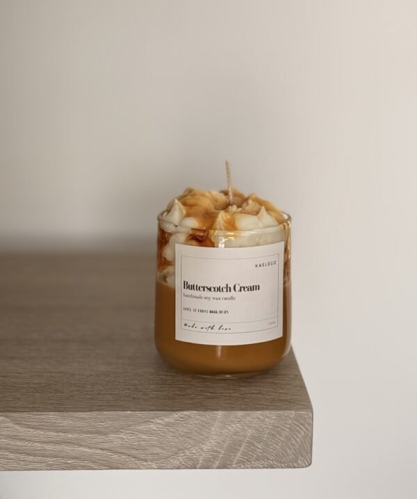 Soy wax jar container butterscotch cream scented handmade δοχείο κερί σόγια αρωματικό χειροποίητο καραμέλα βουτύρου