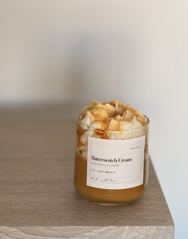 Soy wax jar container butterscotch cream scented handmade δοχείο κερί σόγια αρωματικό χειροποίητο καραμέλα βουτύρου