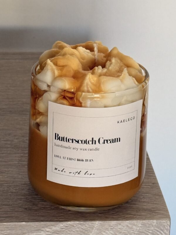 Soy wax jar container butterscotch cream scented handmade δοχείο κερί σόγια αρωματικό χειροποίητο καραμέλα βουτύρου