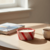 soy wax natural candle in container pink blooming stripes red stripes spring summer φυσικο κερι σογια ριγε ροζ κοκκινο ανοιξη καλοκαιρι