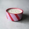 soy wax natural candle in container pink red stripes spring summer φυσικο κερι σογια ριγε ροζ κοκκινο ανοιξη καλοκαιρι