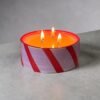 soy wax natural candle in container pink blooming stripes red stripes spring summer φυσικο κερι σογια ριγε ροζ κοκκινο ανοιξη καλοκαιρι
